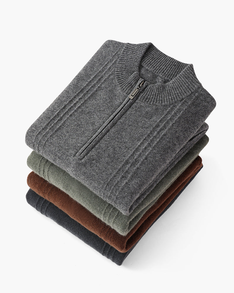 Smart Knit Jumper with High Neck and Short Zip