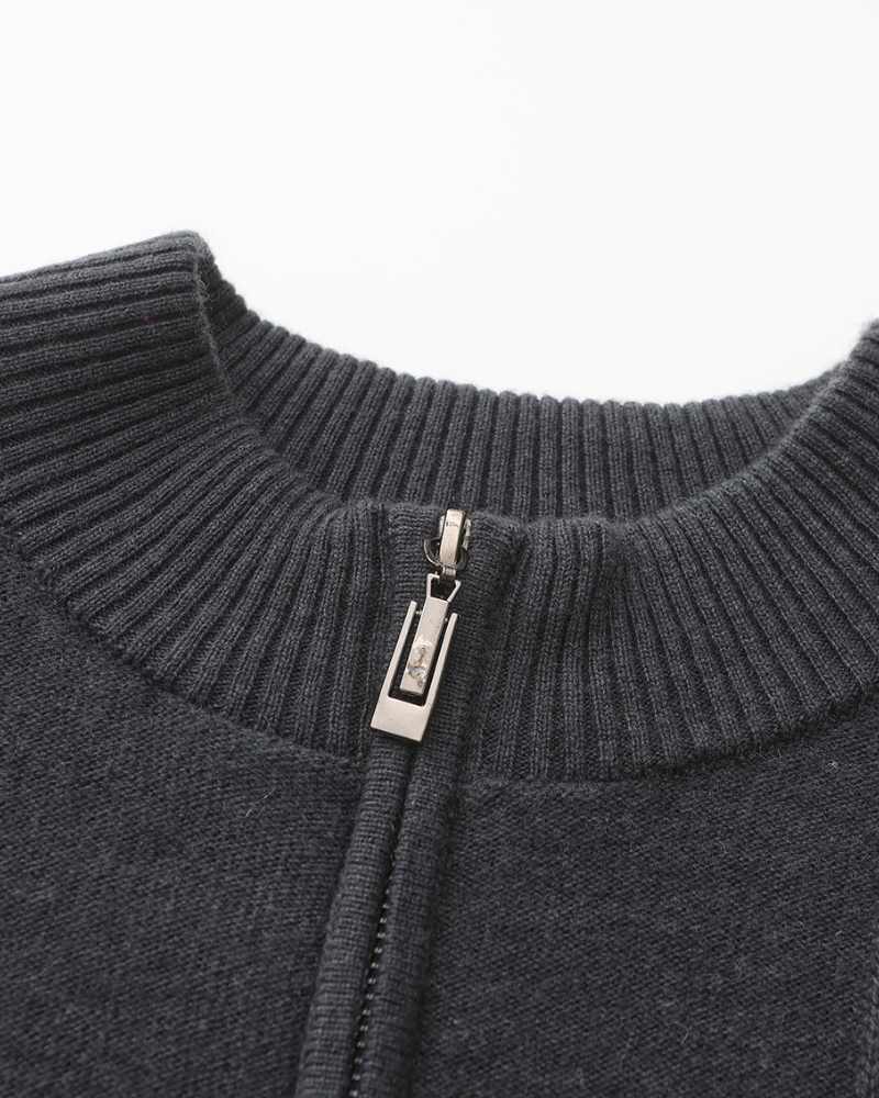 Smart Knit Jumper with High Neck and Short Zip